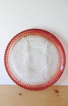 Indiana Glass Diamond Point Ruby Red Divided Round Platter