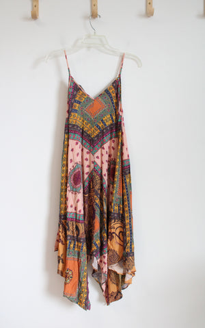 Zara Trafaluc Pink Patterned Spaghetti Strap Dress | S