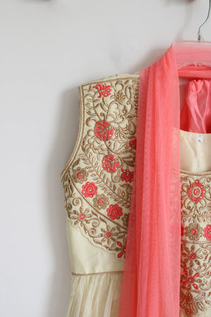 3 Piece Pink and Gold Indian Dress | XL