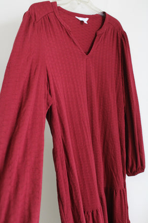 Time And Tru Maroon Red Tiered Prarie Dress | XXL (20)