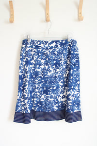 Blue and White Floral Midi Skirt | 12