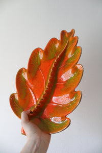 Bright Orange & Green Gold Edged Leaf Tray