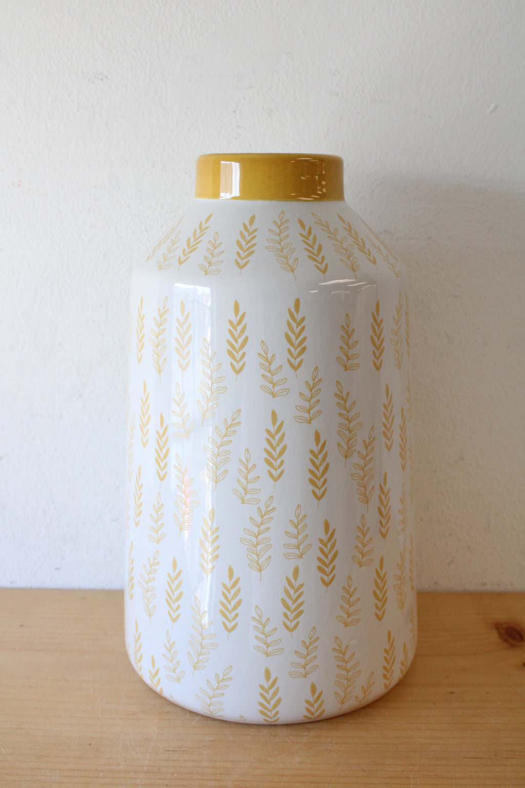 Sonoma Yellow Gold Leaf Ceramic Tall Vase