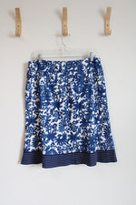 Blue and White Floral Midi Skirt | 12