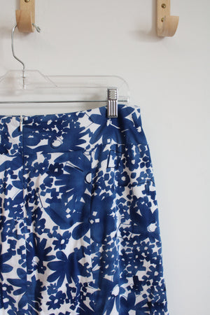 Blue and White Floral Midi Skirt | 12