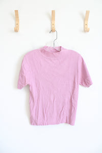 Sag Harbor Light Purple Ribbed Mock Neck Top | M Petite
