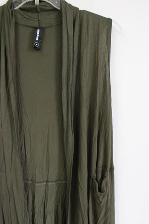 Agnes & Dora Olive Green Cardigan Vest | M