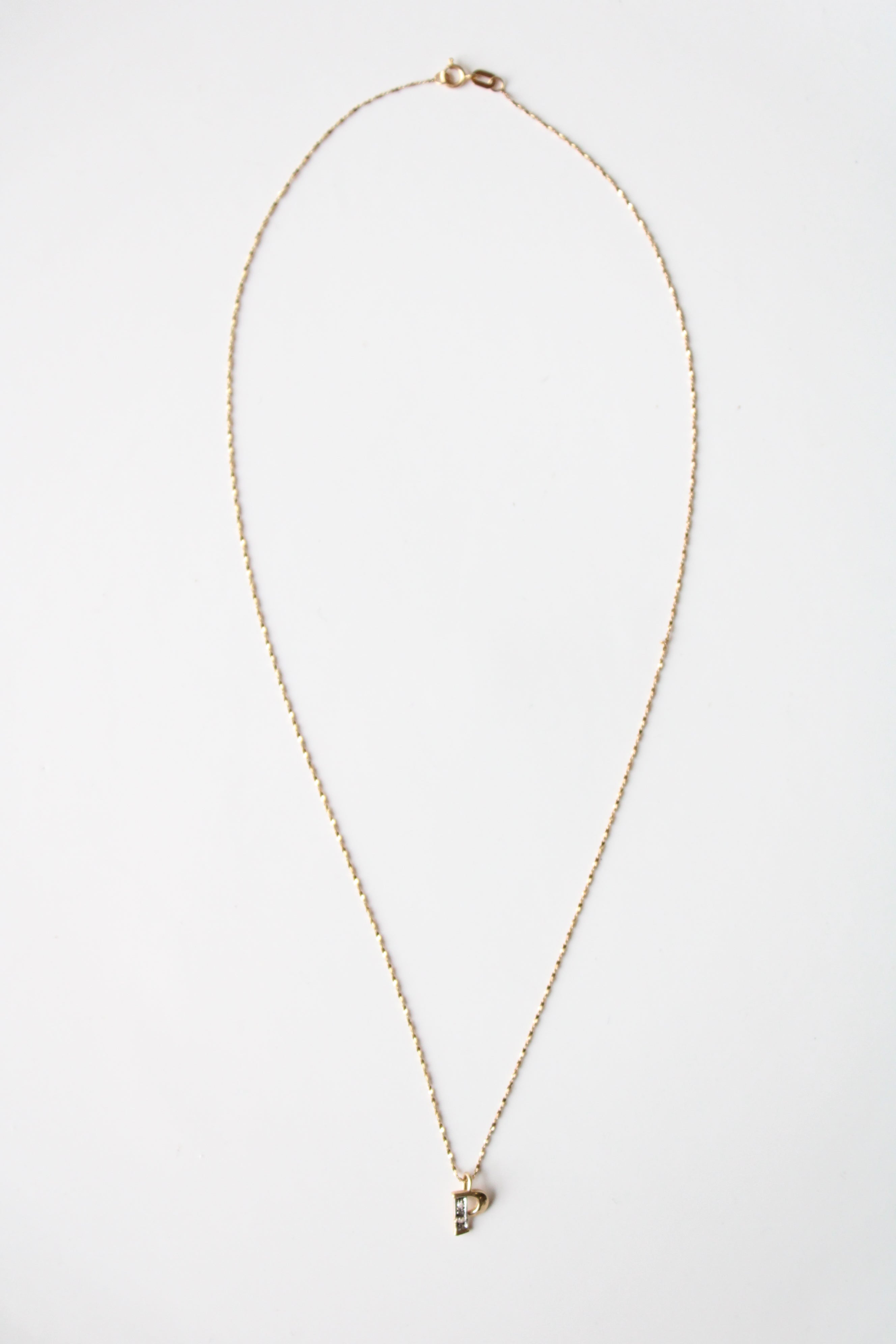 "P" Initial Solid 14KT Gold Pendant Necklace