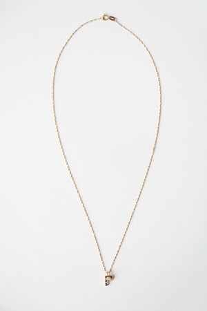 "P" Initial Solid 14KT Gold Pendant Necklace