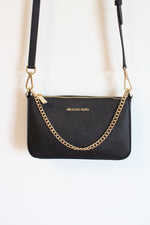 Michael Kors Jet Set Black Medium Saffiano Leather Crossbody Bag