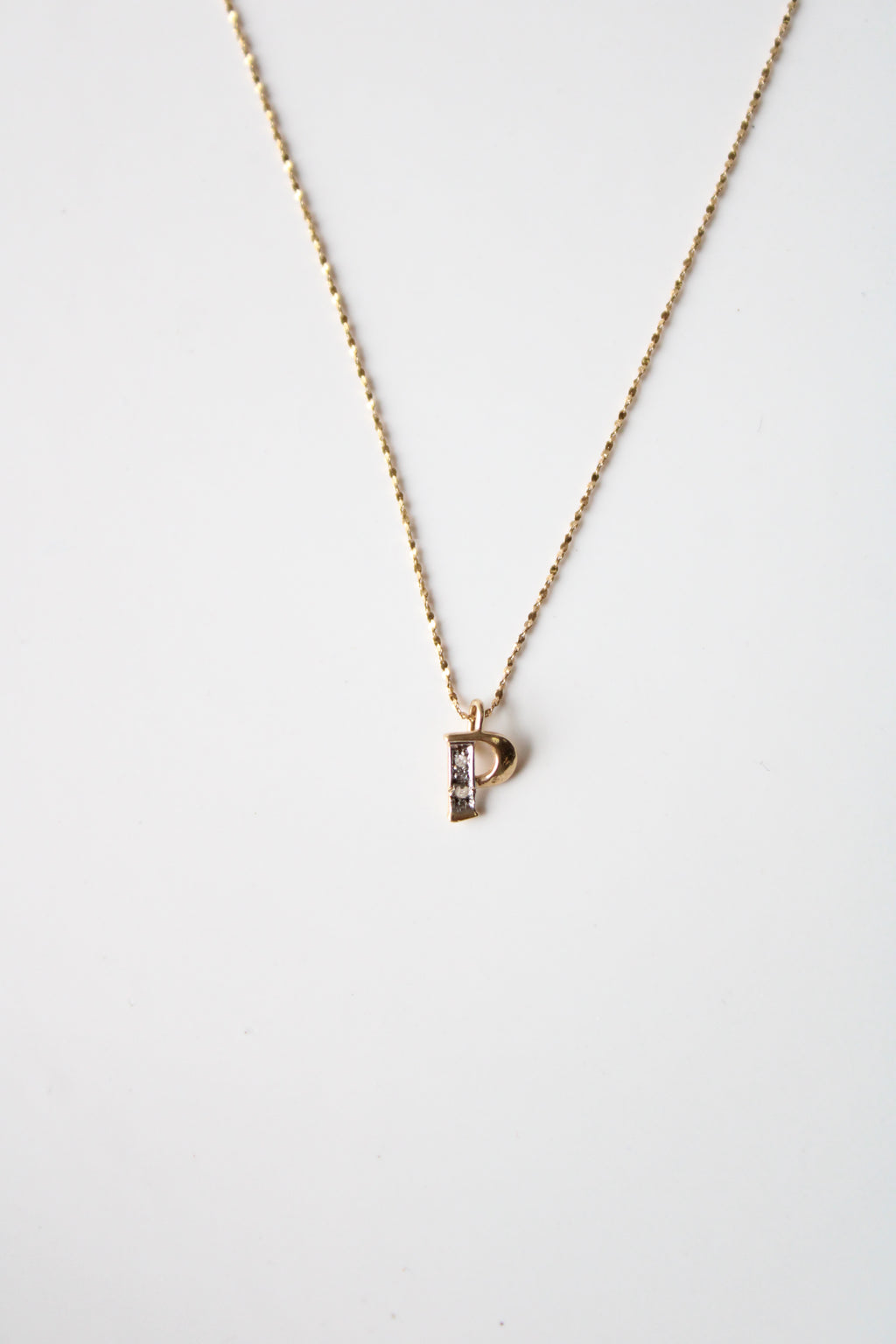 "P" Initial Solid 14KT Gold Pendant Necklace