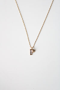 "P" Initial Solid 14KT Gold Pendant Necklace