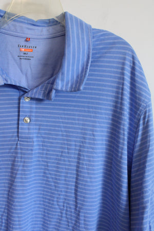 Van Heusen Traveler Blue White Striped Polo Shirt | 3XLT