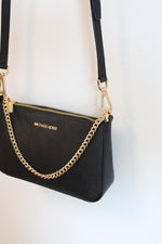 Michael Kors Jet Set Black Medium Saffiano Leather Crossbody Bag