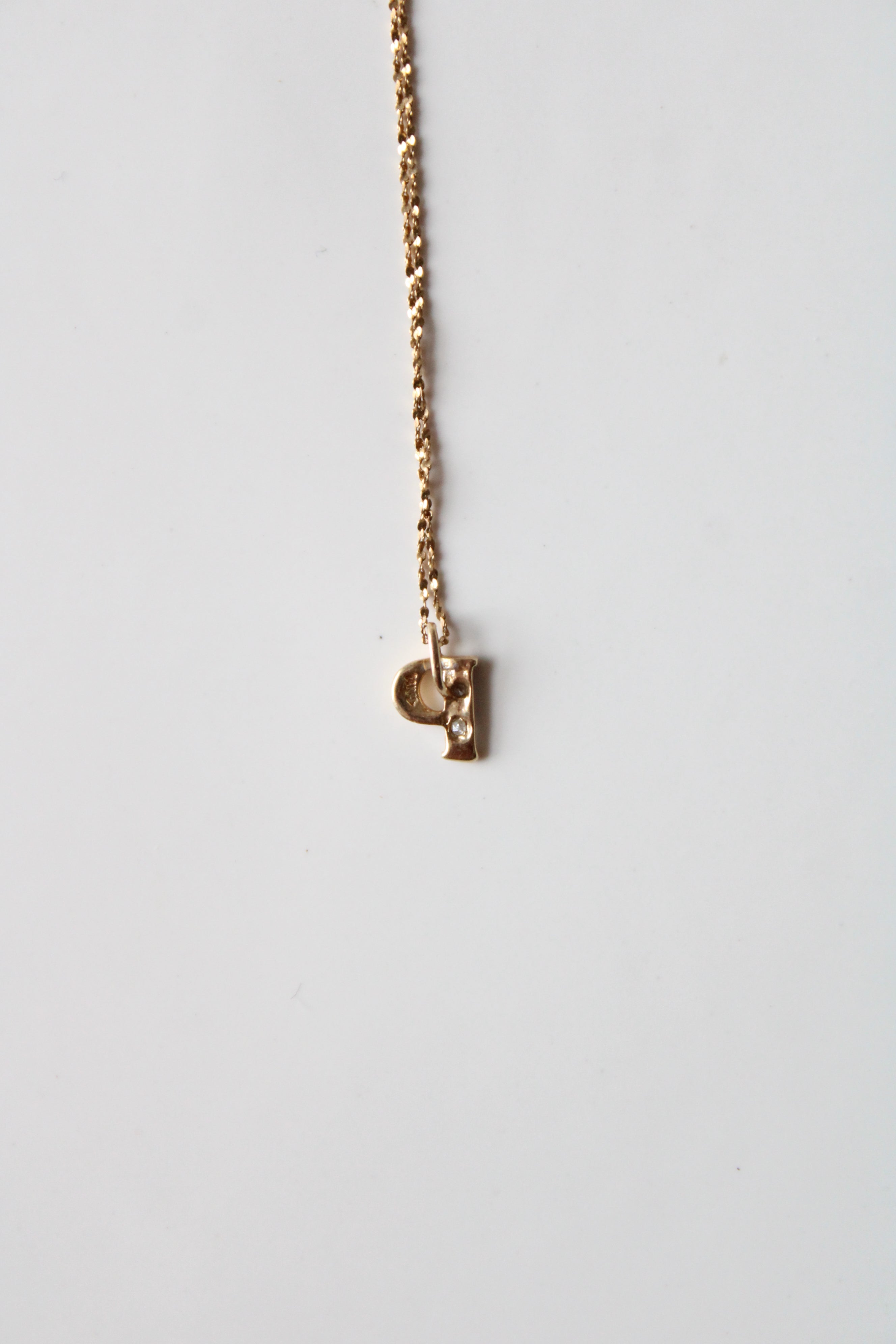 "P" Initial Solid 14KT Gold Pendant Necklace