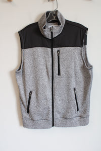 Sonoma Gray Black Zip Up Fleece Vest | L