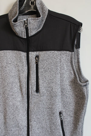 Sonoma Gray Black Zip Up Fleece Vest | L