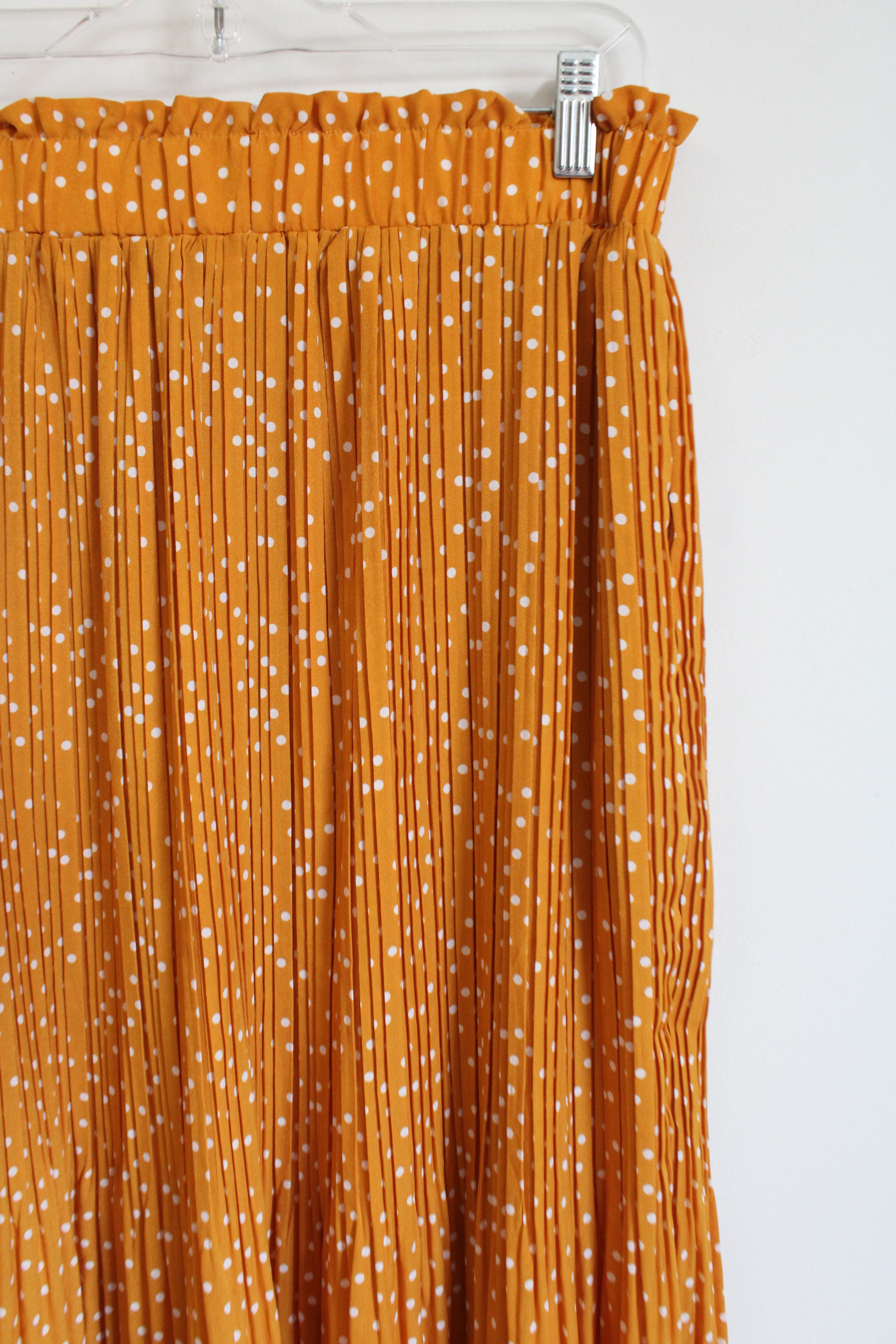 Exlura Yellow Polka Dotted Pleated Skirt | L