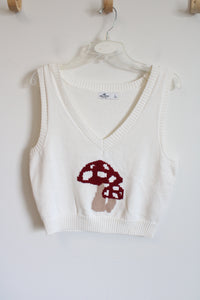 Hollister White Mushroom Knit Sweater Vest | L