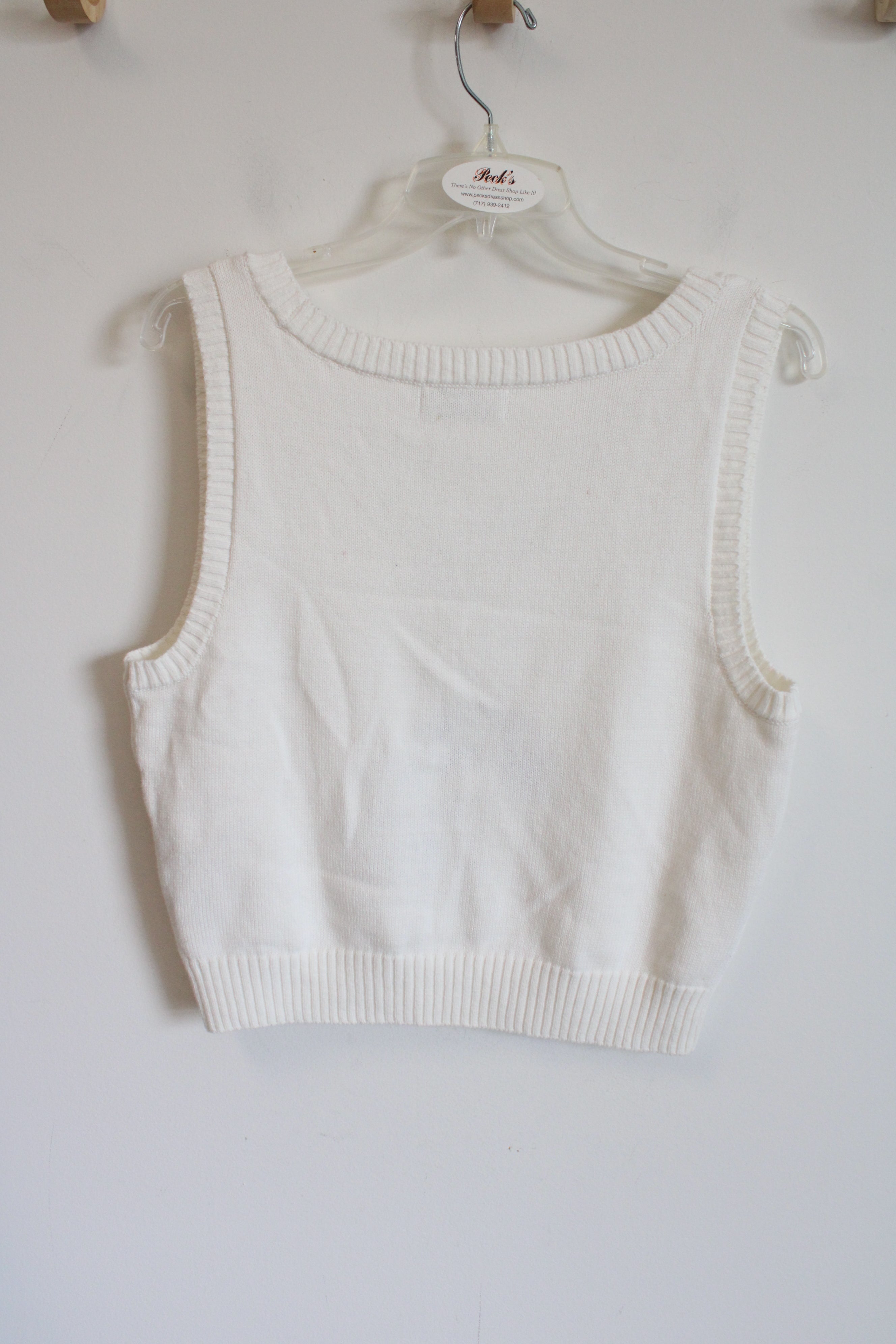 Hollister White Mushroom Knit Sweater Vest | L