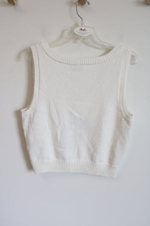 Hollister White Mushroom Knit Sweater Vest | L