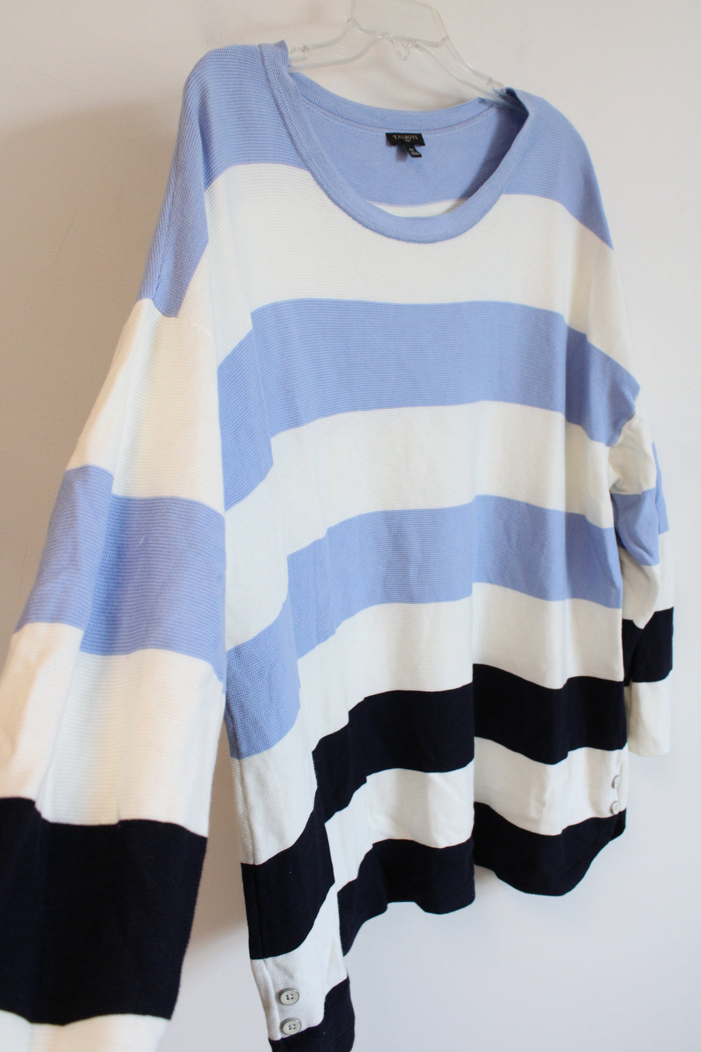 Talbots Light Blue Navy & White Striped Knit Sweater | 3X