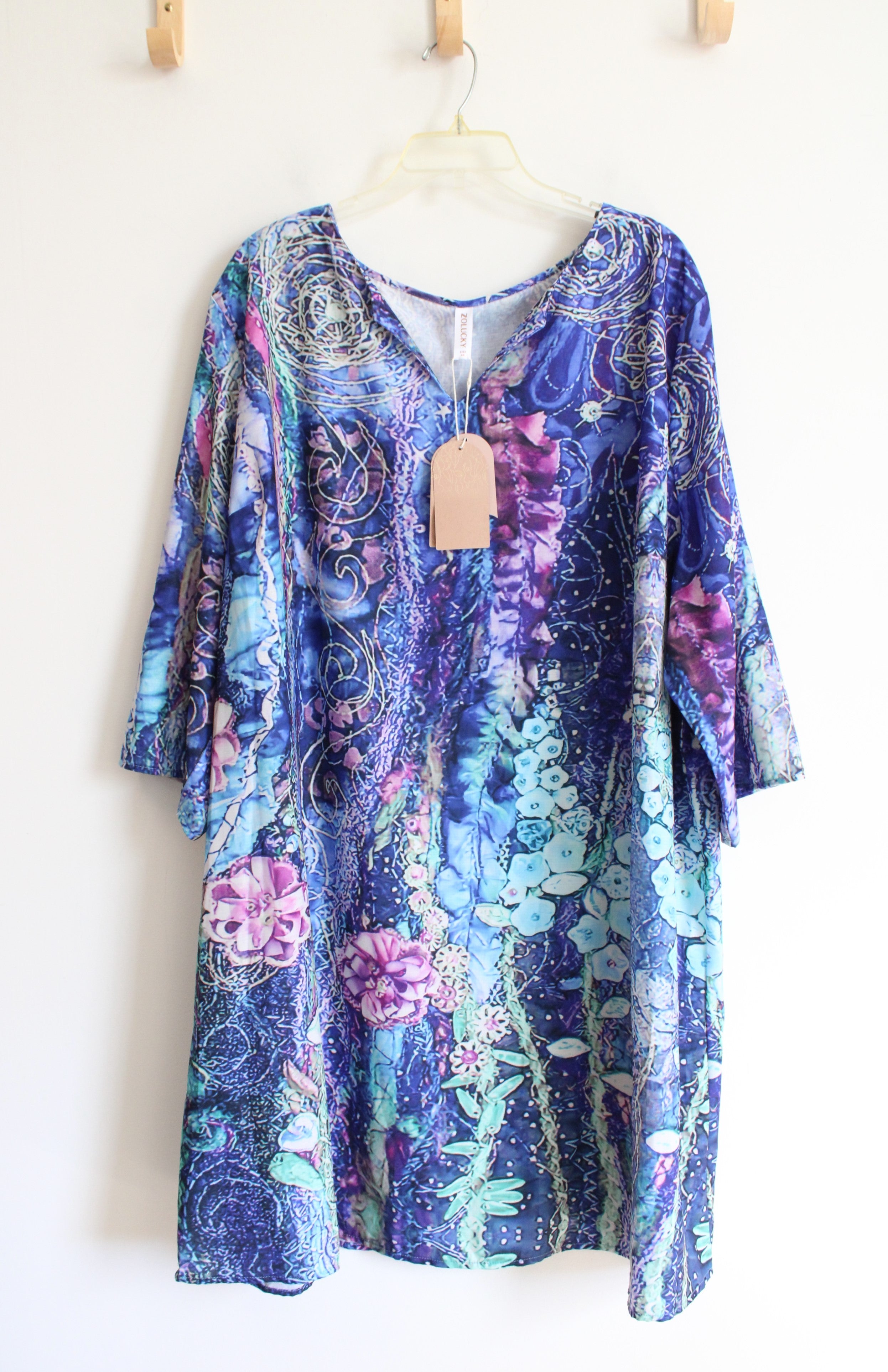 NEW Zolucky Blue & Purple Patterned Dress | 4X