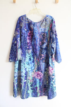 NEW Zolucky Blue & Purple Patterned Dress | 4X