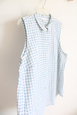 J.Jill Light Blue & White Gingham Button Down Sleeveless Top | XL