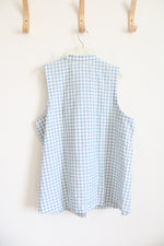 J.Jill Light Blue & White Gingham Button Down Sleeveless Top | XL