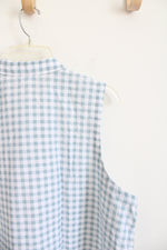 J.Jill Light Blue & White Gingham Button Down Sleeveless Top | XL