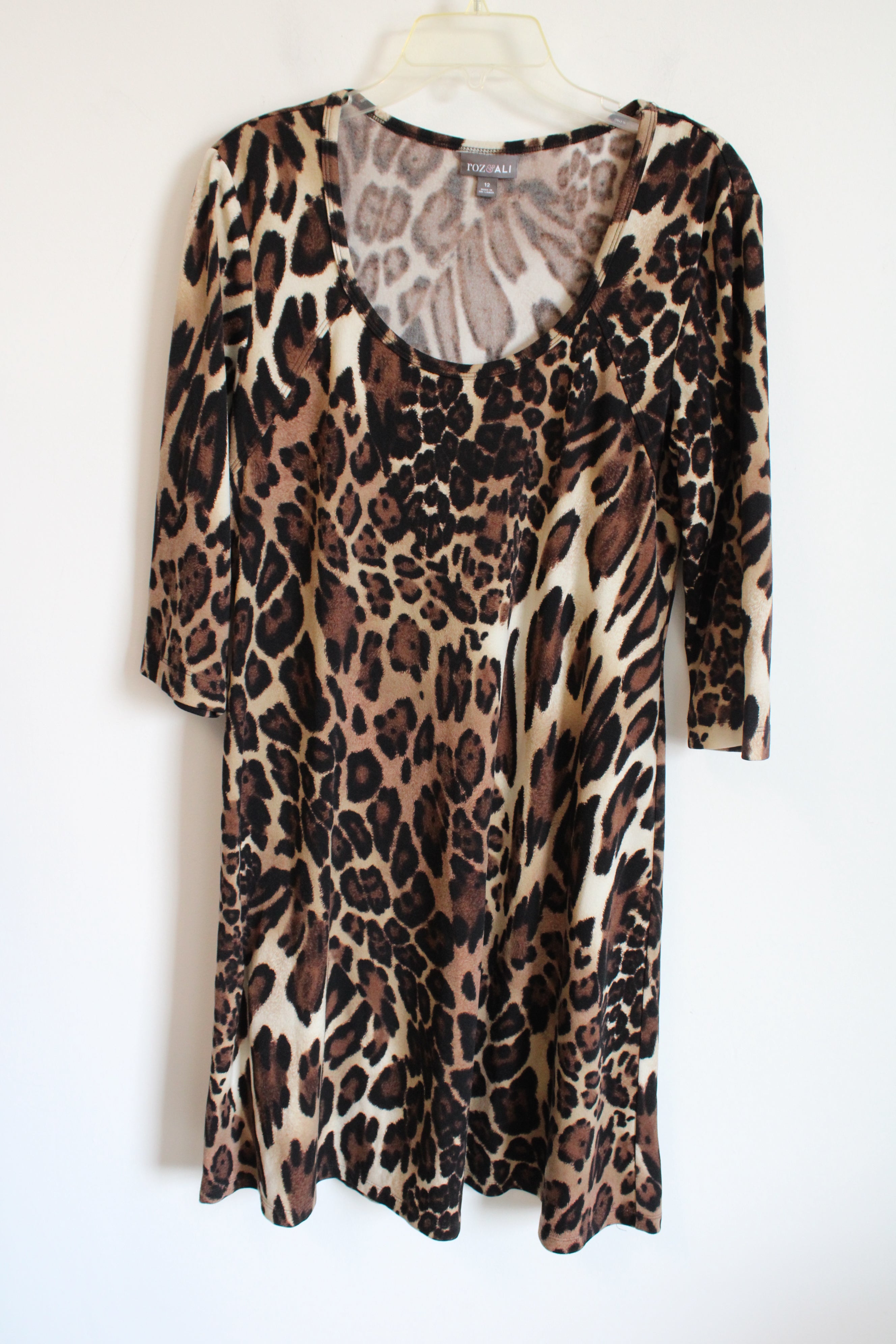 Roz & Ali Leopard Print Scoopneck Dress | 12