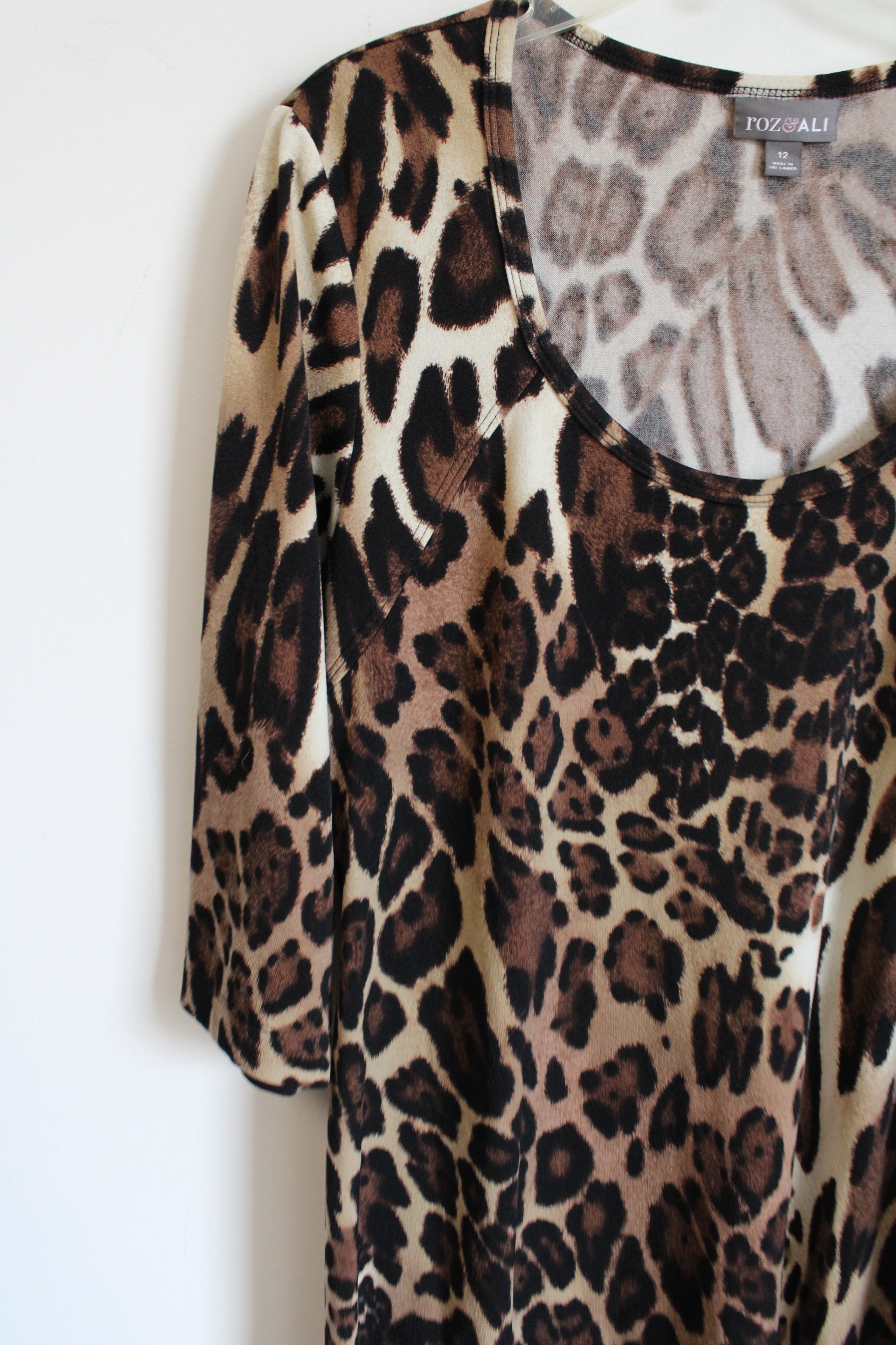 Roz & Ali Leopard Print Scoopneck Dress | 12