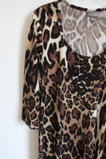 Roz & Ali Leopard Print Scoopneck Dress | 12