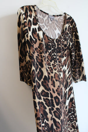 Roz & Ali Leopard Print Scoopneck Dress | 12