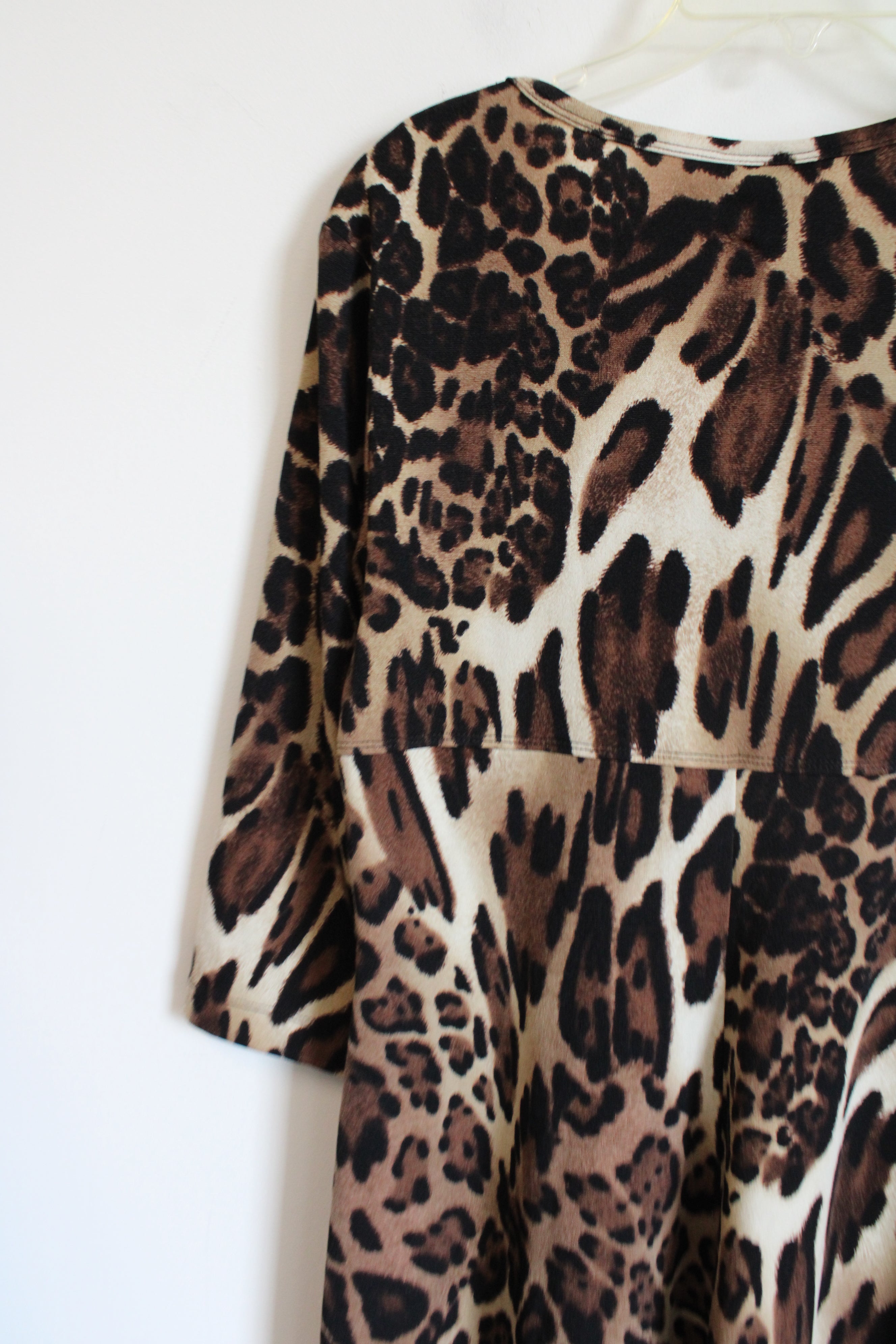 Roz & Ali Leopard Print Scoopneck Dress | 12