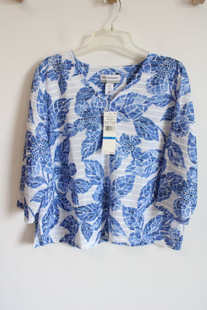 NEW Alfred Dunner Blue White Floral Top | XL Petite