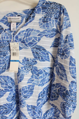 NEW Alfred Dunner Blue White Floral Top | XL Petite