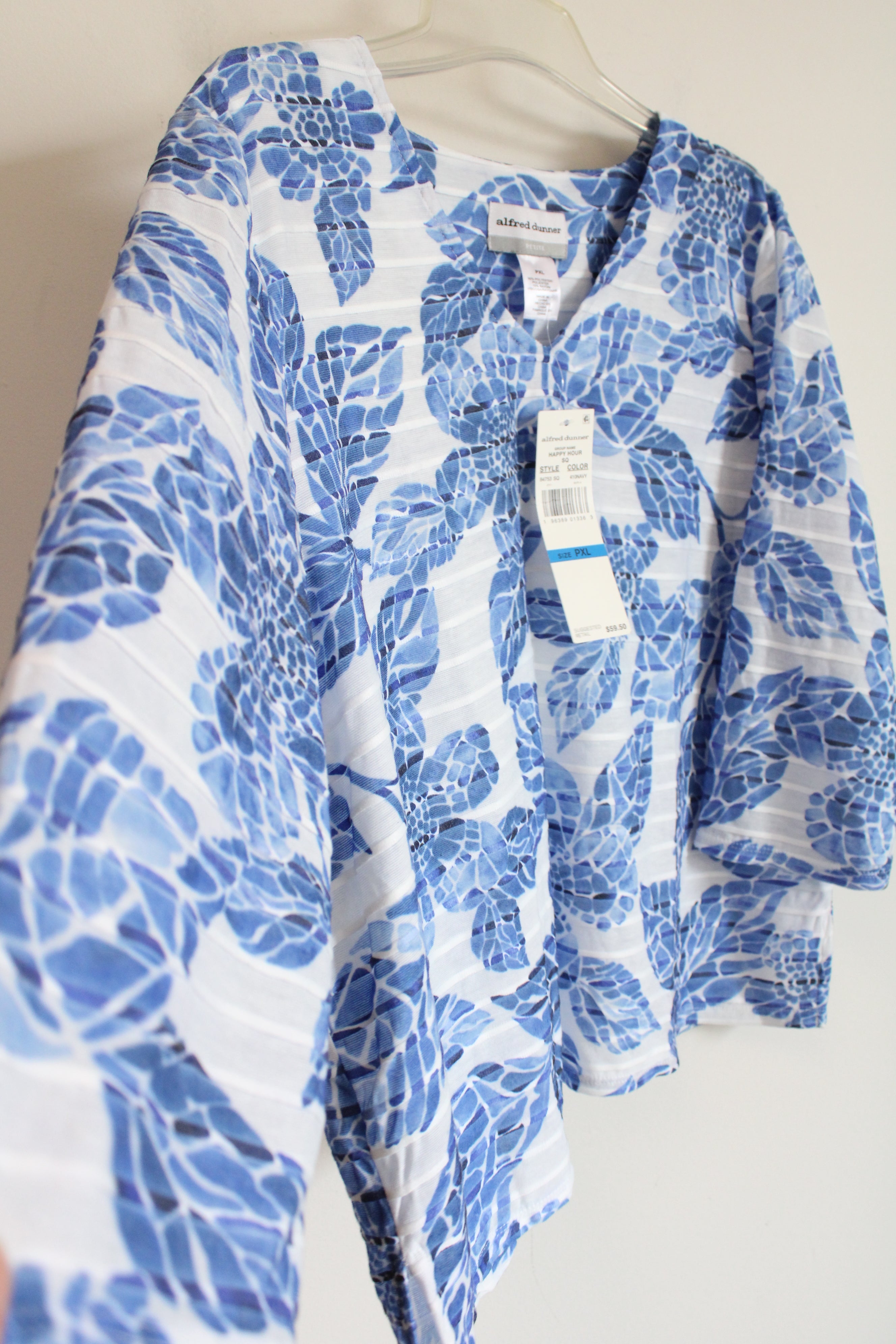 NEW Alfred Dunner Blue White Floral Top | XL Petite