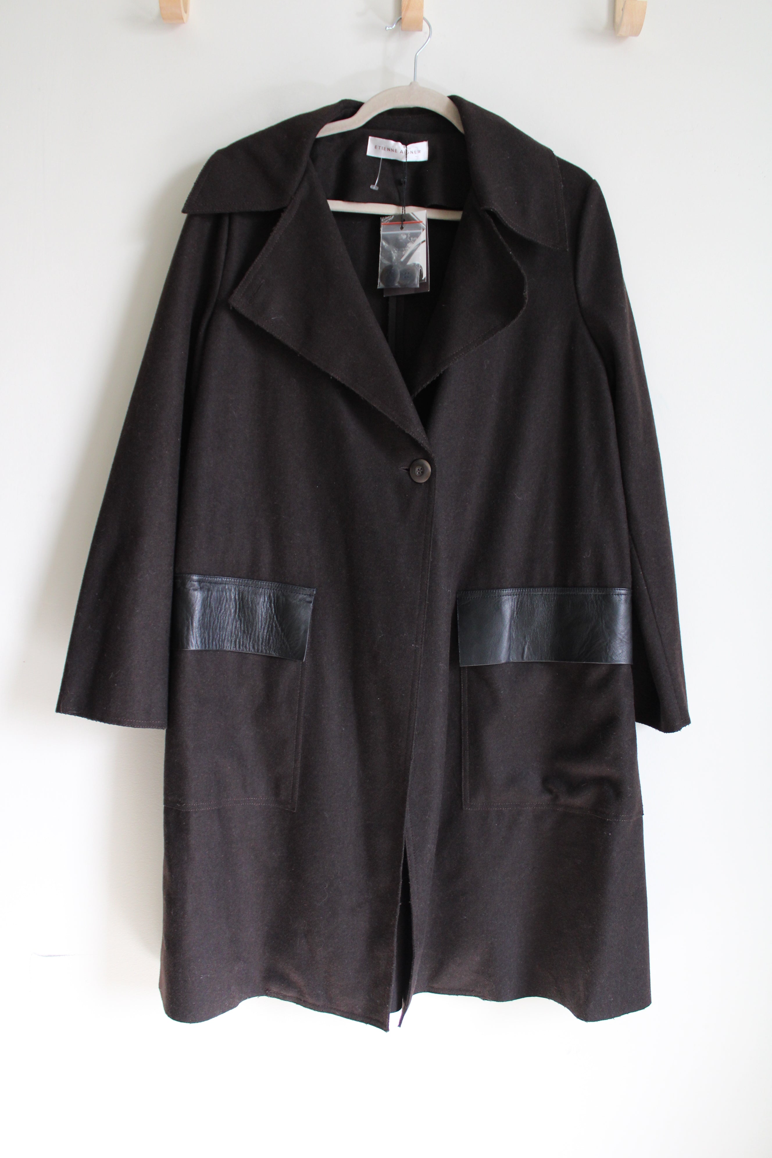 NEW Etienne Aigner Espresso Wool Coat Jubilee Thrift