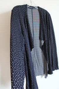 Navy Blue Spotted & Striped Reversable Cardigan | M