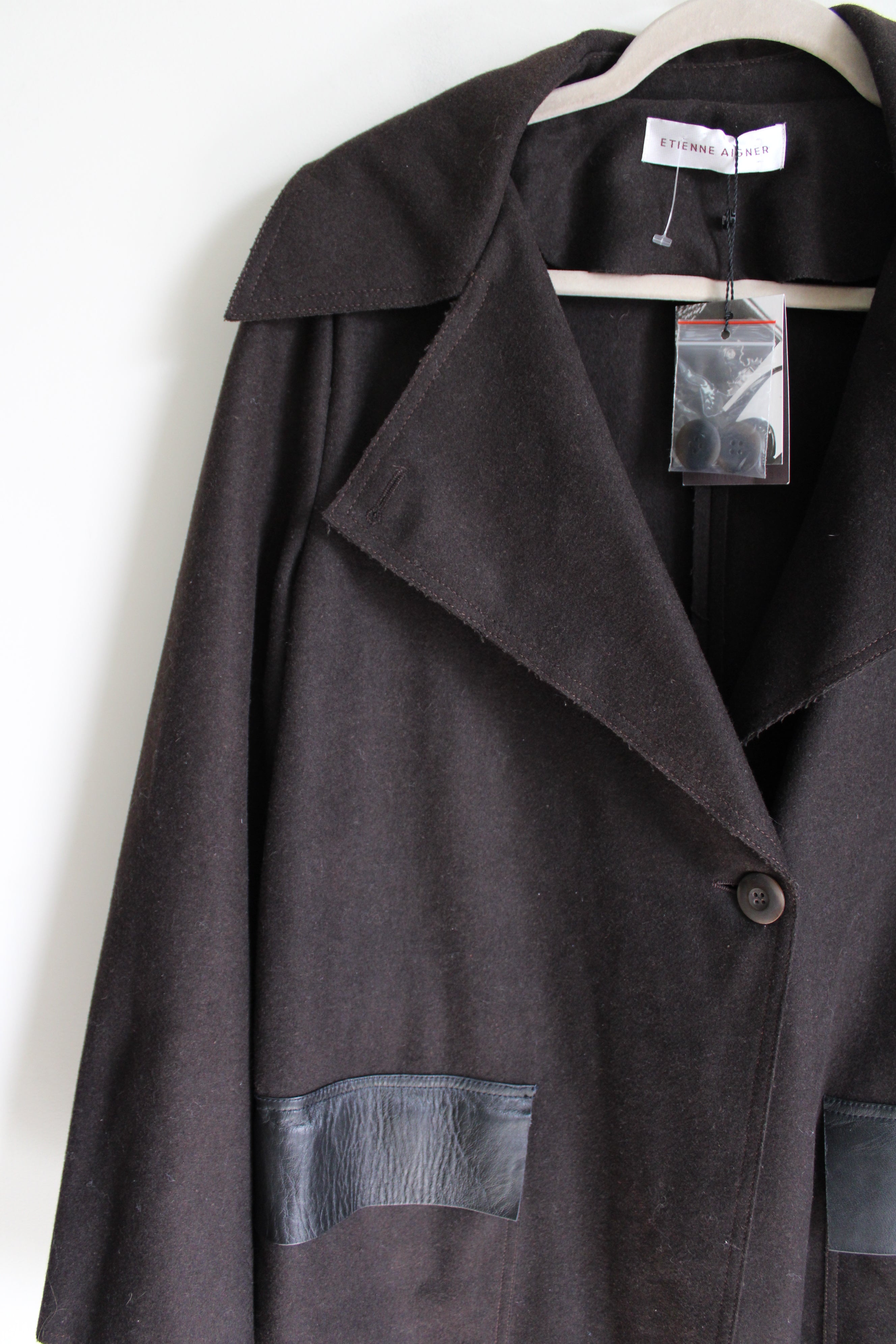 NEW Etienne Aigner Espresso Wool Trench Coat