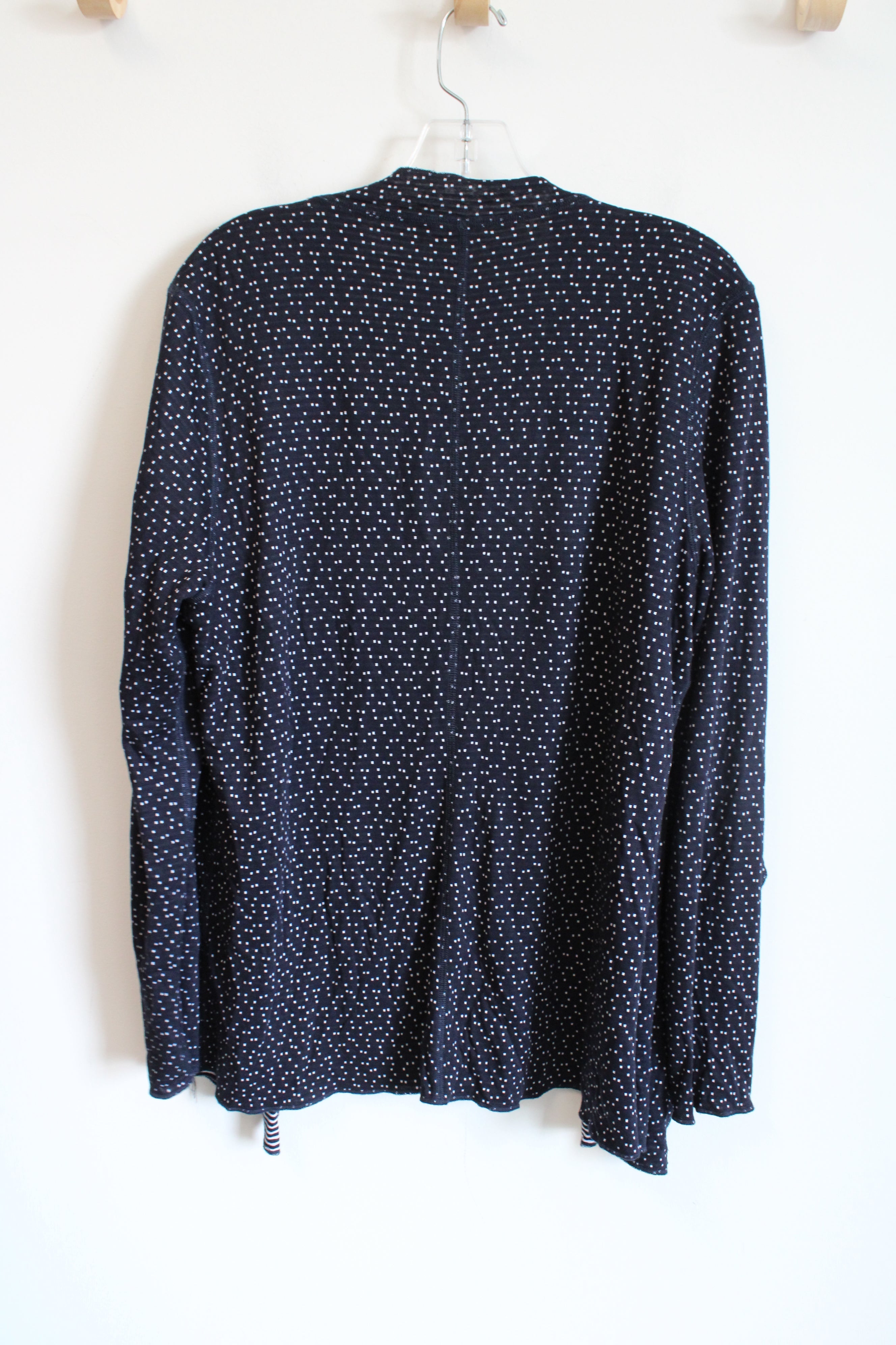 Navy Blue Spotted & Striped Reversable Cardigan | M