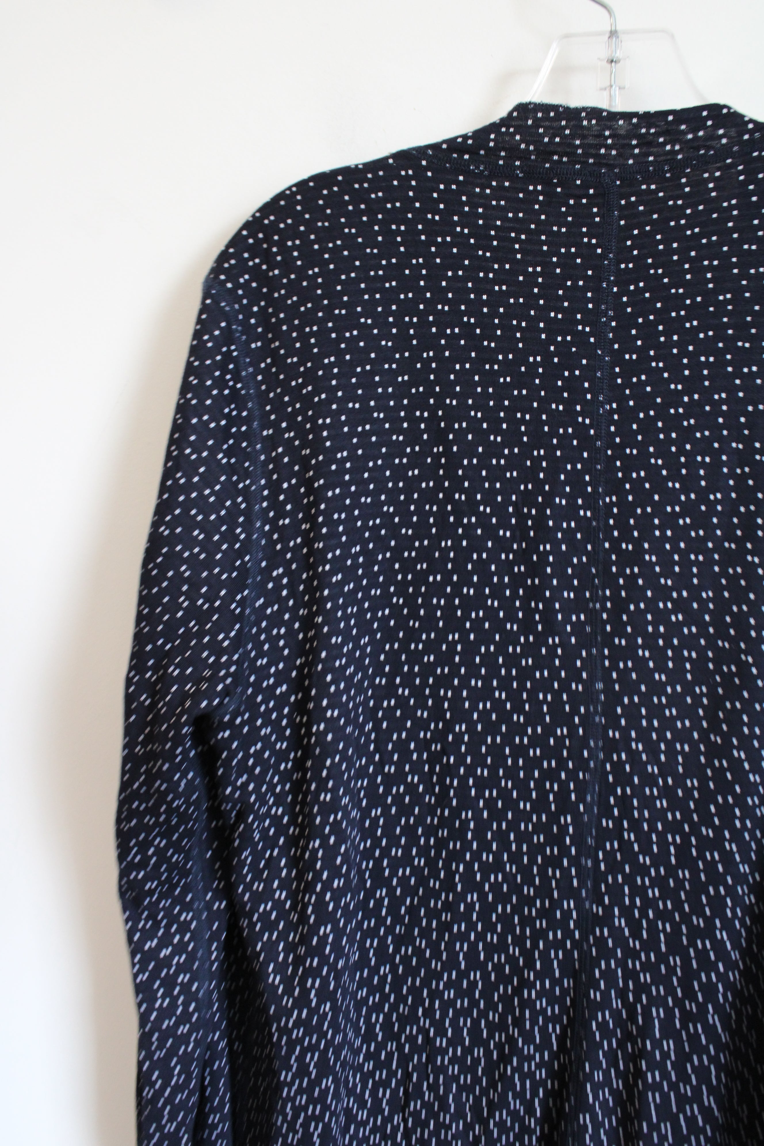 Navy Blue Spotted & Striped Reversable Cardigan | M