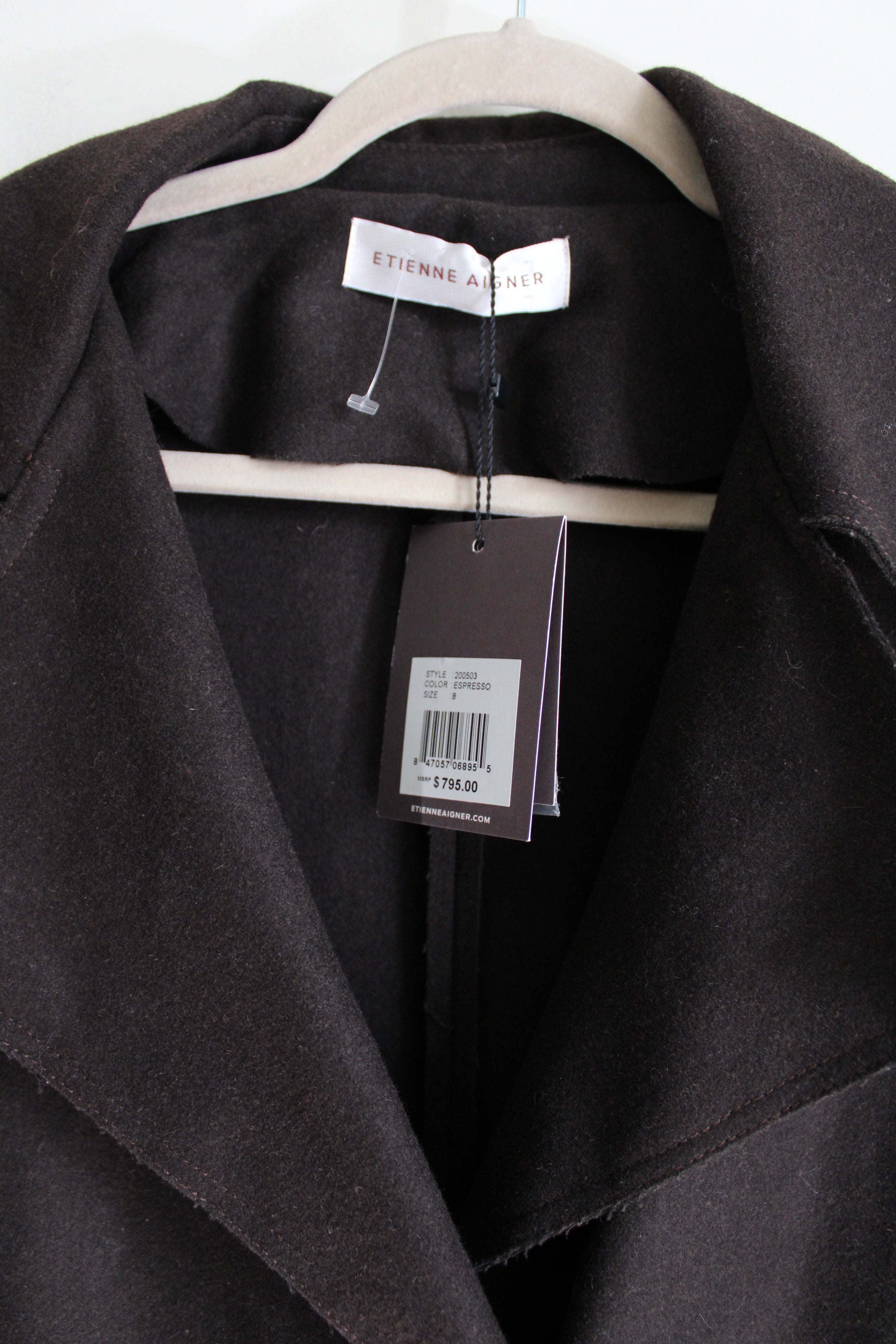 NEW Etienne Aigner Espresso Wool Trench Coat