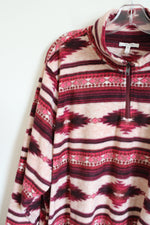 Maurices Pink Aztec Fleece Pullover 1/4 Zip Sweatshirt | 3X