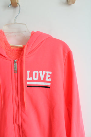 Bobbie Brooks Neon Pink Love Sherpa Lined Jacket