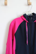 Lands' End Blue & Pink Full Zip Jacket | M Petite
