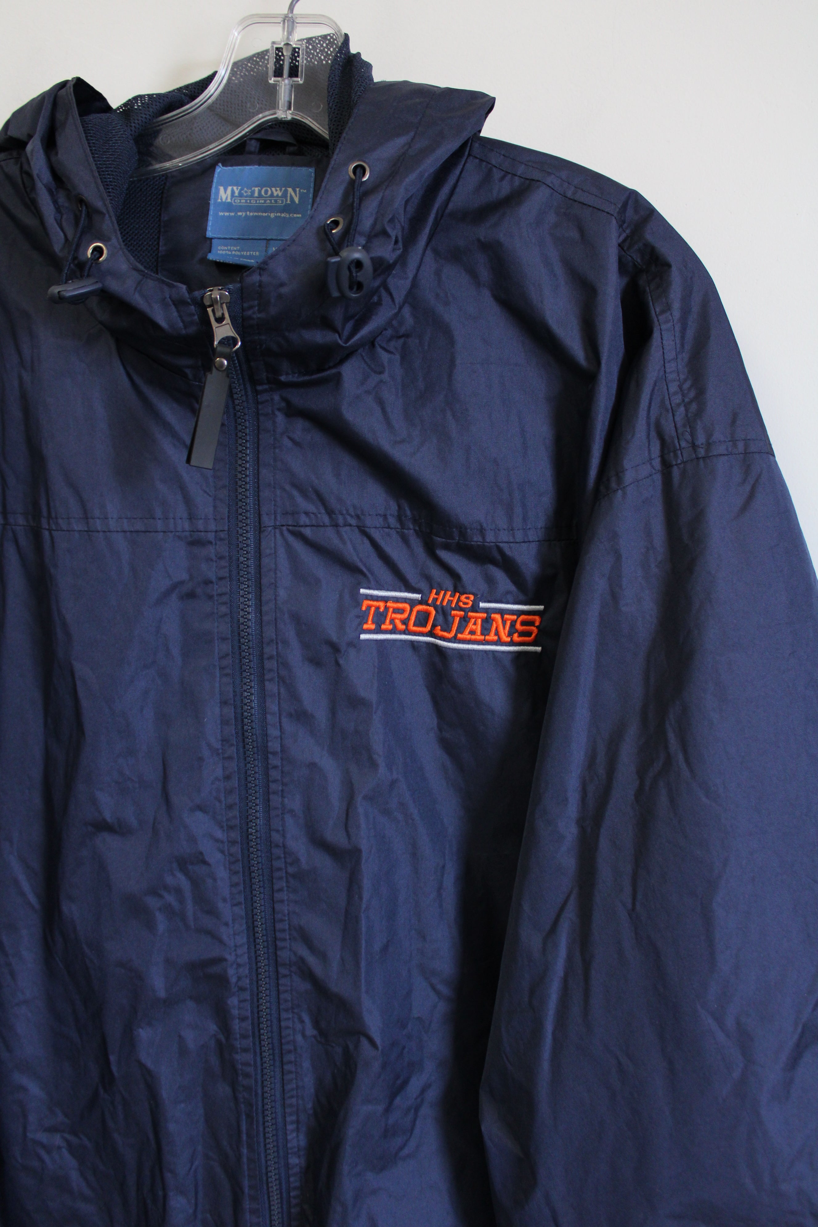 My Town HHS Trojans Dark Blue Windbreaker Jacket | XXL