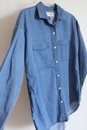 Old Navy Boyfriend Chambray Button Down Shirt | XS